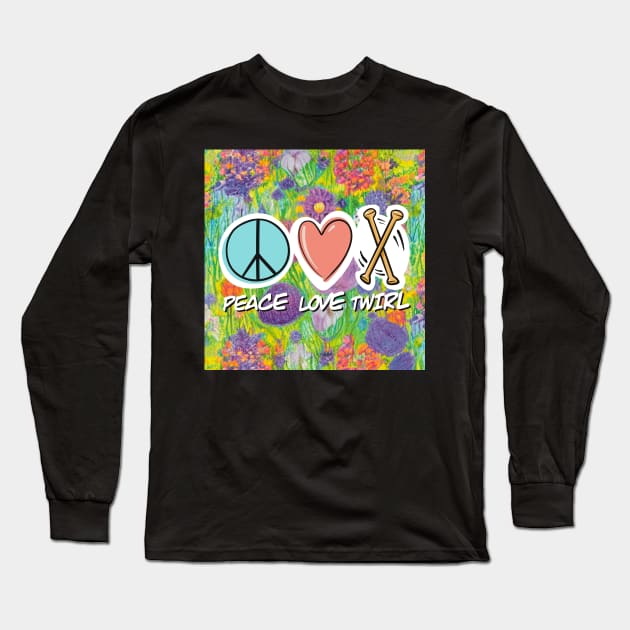 Peace Love Twirl symbol pastel flowers design Long Sleeve T-Shirt by SubtleSplit